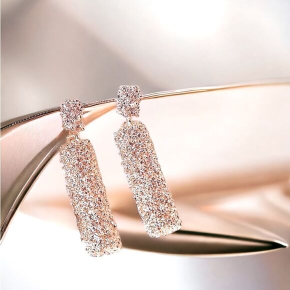 Textured Pilar Earrings l Rose l Post l New - Picture 1 of 6